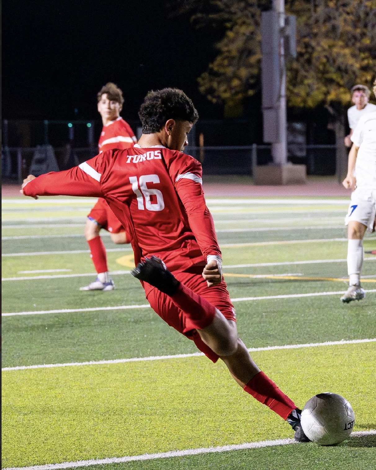 Mountain View boys soccer player in game action