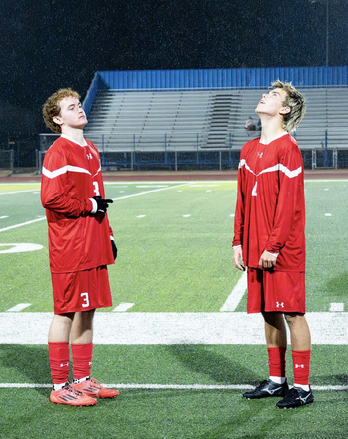 Mountain View boys soccer players preparing before the match